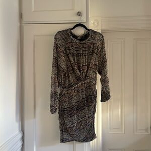 Isabel Marant Ellos Burnout Velvet Ikat Mini Dress NWOT Size 40 Blue Peach